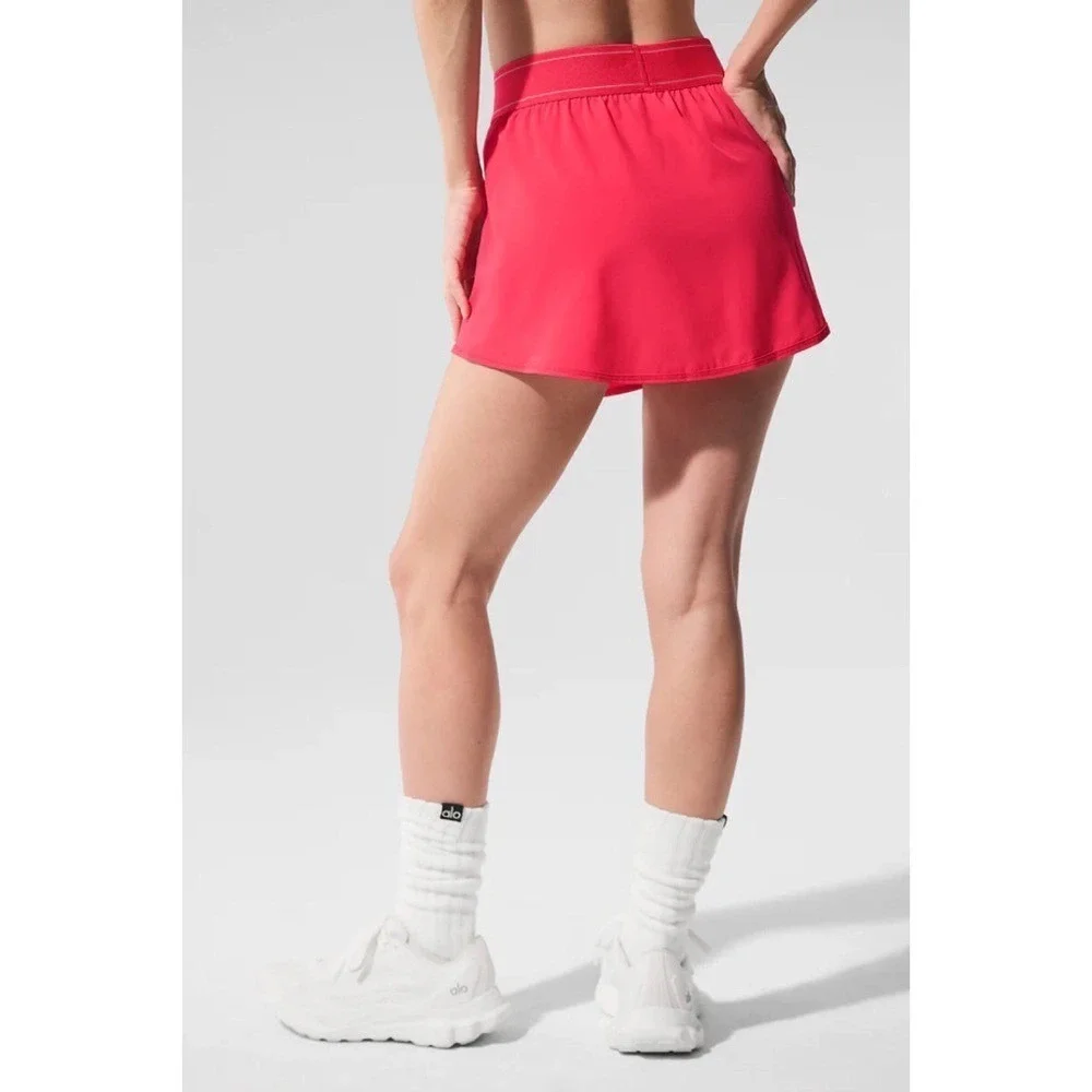 Alo Match Point Tennis Skirt Candy Red XXS